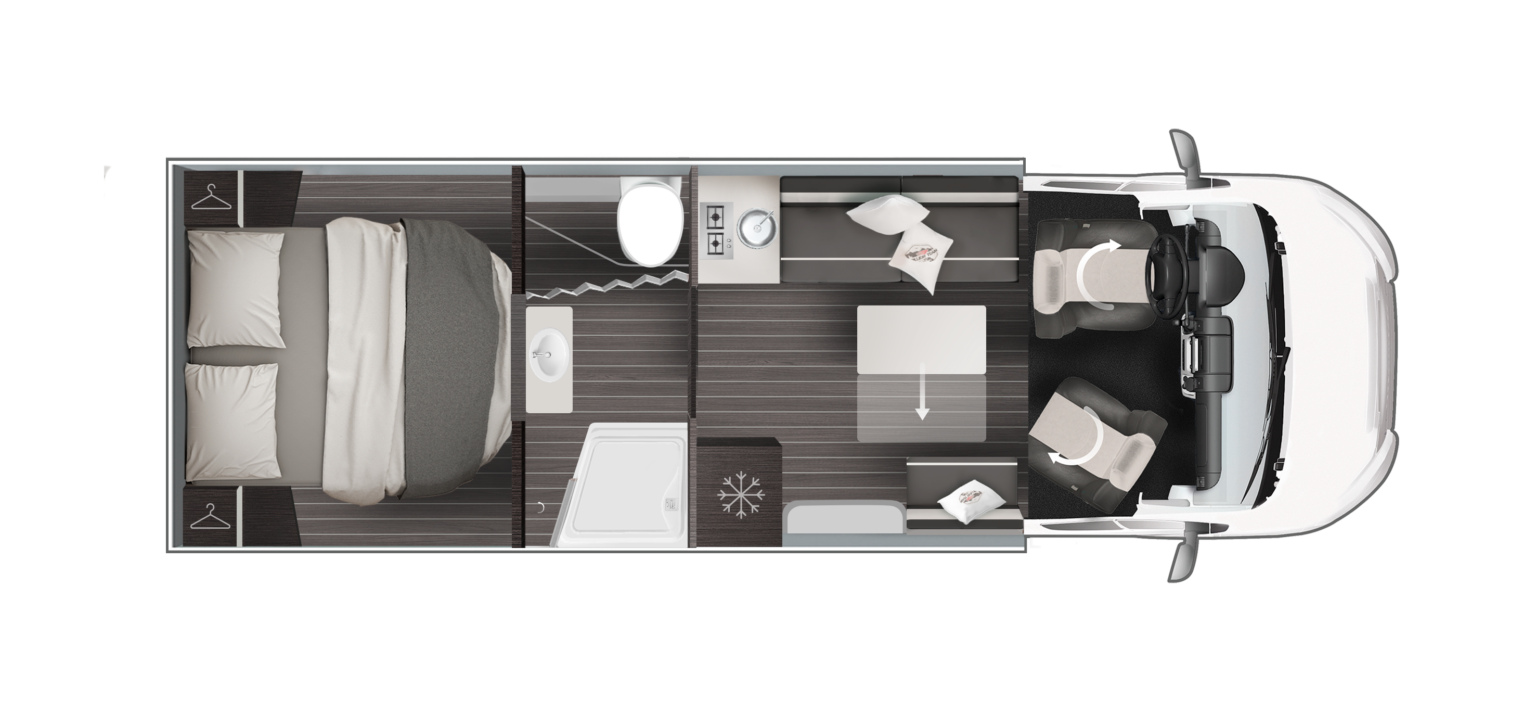 Zefiro 266 TL Grundriss – Tagkonfiguration